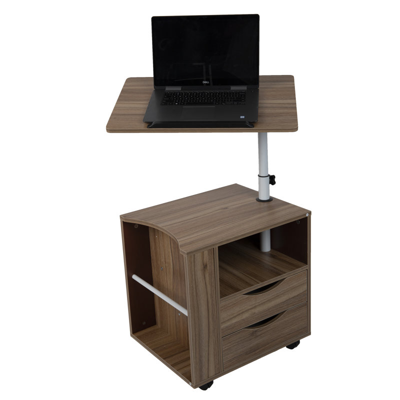 Mind Reader Bedside Workstation Adjustable Desk Nightstand Swivel Top